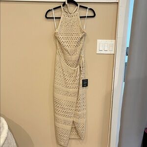 Lulu's Cream Backless Halter Dress